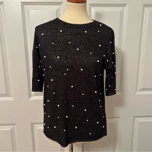 Paradiso Dark Gray Sweater with Pearl Embellishment